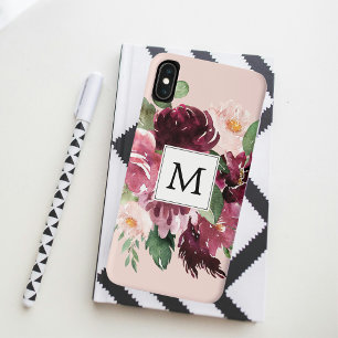Moderne Waterverf bloemen monogrammen Case-Mate iPhone Case