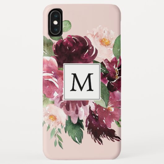 Moderne Waterverf bloemen monogrammen Case-Mate iPhone Case (Achterkant)