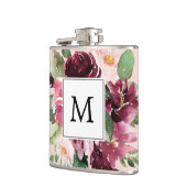Moderne Waterverf bloemen monogrammen Heupfles (Links)