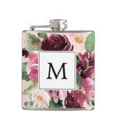 Moderne Waterverf bloemen monogrammen Heupfles (Voorkant)