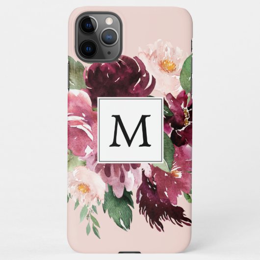 Moderne Waterverf bloemen monogrammen iPhone Hoesje (Achterkant)