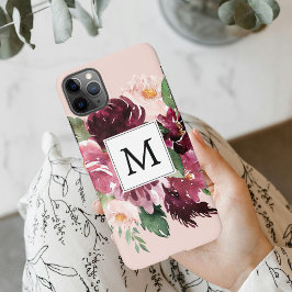 Moderne Waterverf bloemen monogrammen iPhone 11Pro Max Hoesje