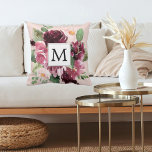 Moderne Waterverf bloemen monogrammen Kussen<br><div class="desc">Moderne Waterverf bloemen monogrammen</div>