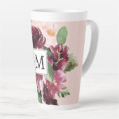 Moderne Waterverf bloemen monogrammen Latte Mok (Rechterhoek)