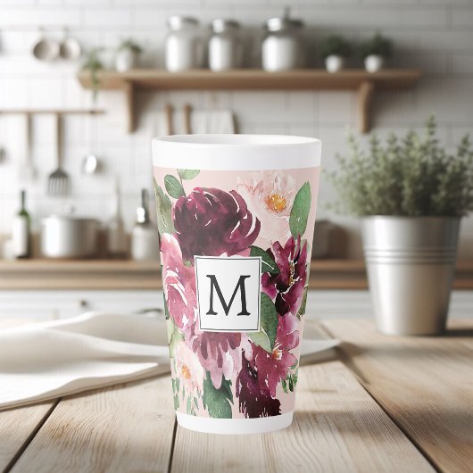 Moderne Waterverf bloemen monogrammen Latte Mok