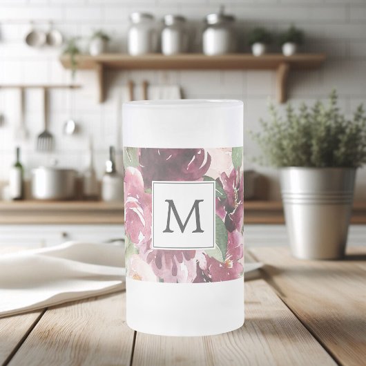 Moderne Waterverf bloemen monogrammen Matglas Bierpul