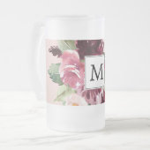 Moderne Waterverf bloemen monogrammen Matglas Bierpul (Voorkant links)