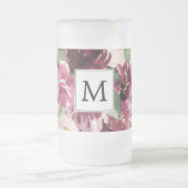 Moderne Waterverf bloemen monogrammen Matglas Bierpul (Center)