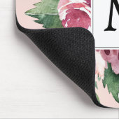 Moderne Waterverf bloemen monogrammen Muismat (Hoek)