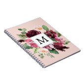 Moderne Waterverf bloemen monogrammen Notitieboek (Rechterzijde)