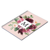 Moderne Waterverf bloemen monogrammen Notitieboek (Linkerzijde)