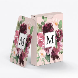 Moderne Waterverf bloemen monogrammen Pokerkaarten