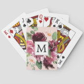 Moderne Waterverf bloemen monogrammen Pokerkaarten (Achterkant)