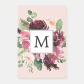 Moderne Waterverf bloemen monogrammen Post-it® Notes (Voorkant)