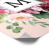 Moderne Waterverf bloemen monogrammen Poster (Hoek)