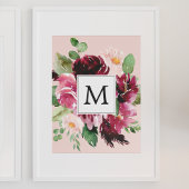 Moderne Waterverf bloemen monogrammen Poster