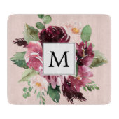Moderne Waterverf bloemen monogrammen Snijplank (Voorkant)