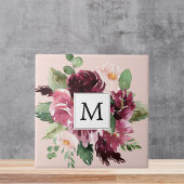 Moderne Waterverf bloemen monogrammen Tegeltje