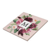 Moderne Waterverf bloemen monogrammen Tegeltje (Zijkant)