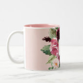 Moderne Waterverf bloemen monogrammen Tweekleurige Koffiemok (Links)
