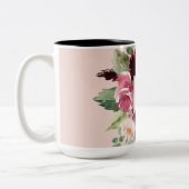 Moderne Waterverf bloemen monogrammen Tweekleurige Koffiemok (Links)