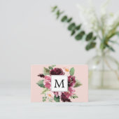 Moderne Waterverf bloemen monogrammen Visitekaartje (Staand voorkant)