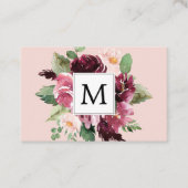 Moderne Waterverf bloemen monogrammen Visitekaartje (Voorkant)