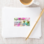 Moderne Waterverf bloemen op een fiets Etiket (Insitu)