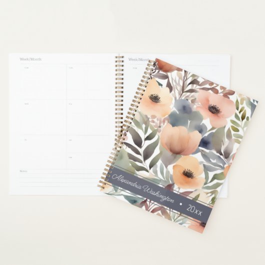 Moderne Waterverf Bloemen Planner (Display)