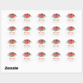 Moderne Waterverf Bloemen | Sinaasappel & Roze | B Ronde Sticker (Vel)