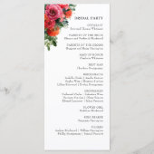 Moderne Waterverf Bloemen Sinaasappel & Roze Huwel Programmakaart (Achterkant)