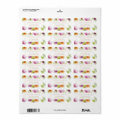 Moderne Waterverf bloemen Stijlvol en klastig Etiket (Full Sheet)