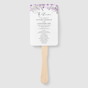 Moderne Waterverf Bloemen Trouwprogramma Hand Fan Handwaaier