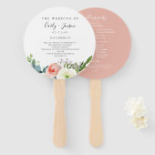 Moderne Waterverf Bloemen Trouwprogramma Hand Fans Handwaaier (Voorkant en achterkant)