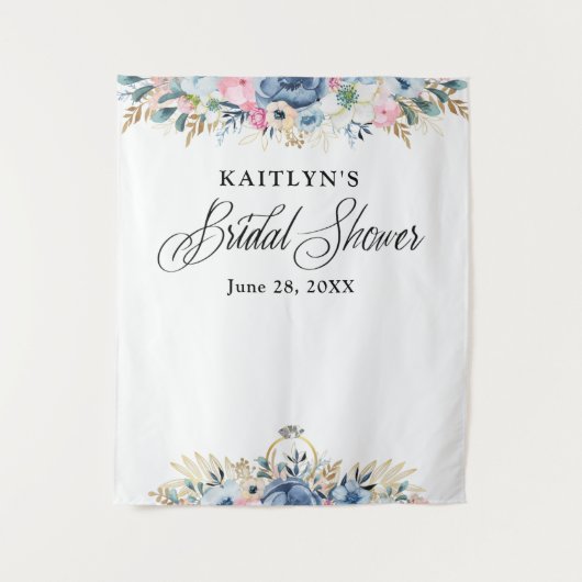 Moderne Waterverf Bloemen Vrijgezellenfeest Achter Wandkleed (Voorkant)