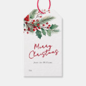 Moderne Waterverf Bloemen Vrolijk Kerstfeest Cadeaulabel (Voorkant)