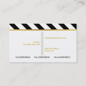 Moderne waterverf bloemen zwarte en witte strepen visitekaartje (Achterkant)