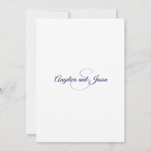 Moderne Waterverf Bloemenblauw Navy Wit Bruiloft Kaart (Achterkant)