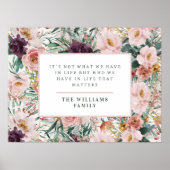 Moderne waterverf bloemenelegante familiequote poster (Voorkant)