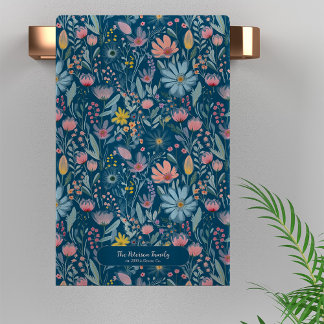 Moderne waterverf bloemenfamilienaam gepersonalise bad handdoek