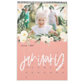 Moderne waterverf bloemenfotoscriptkalender kalender (Jan 2027)