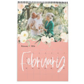 Moderne waterverf bloemenfotoscriptkalender kalender (Feb 2026)