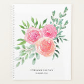 Moderne Waterverf bloemengroen Planner (Voorkant)