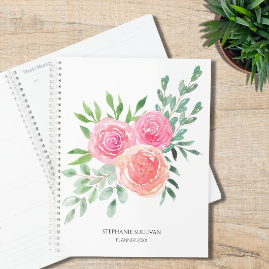 Moderne Waterverf bloemengroen Planner