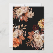 Moderne waterverf bloemenherfst Bruiloftszwart Kaart (Achterkant)