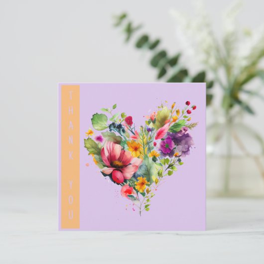 Moderne Waterverf bloemenkrans dank u (Staand voorkant)