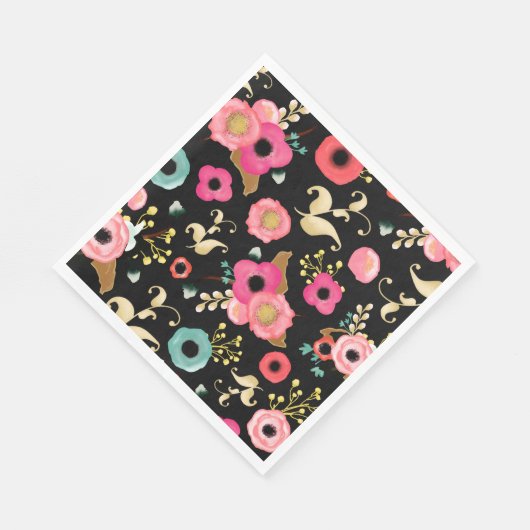 Moderne Waterverf bloemenpatroonfeest Servet (Hoek)