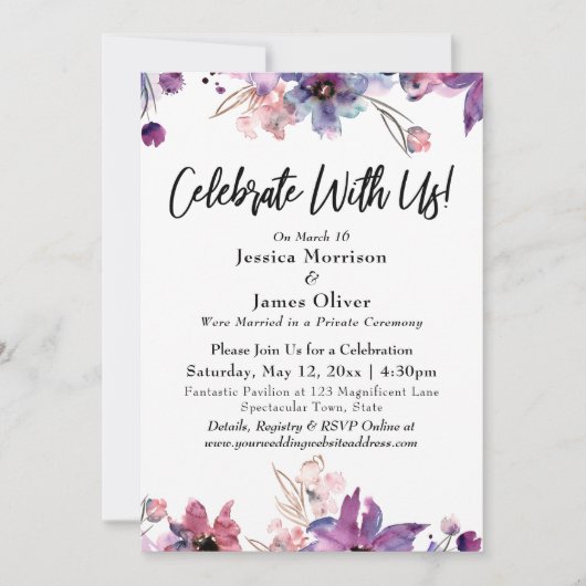 Moderne waterverf bloemenpracht - vier het met ons kaart (Voorkant)