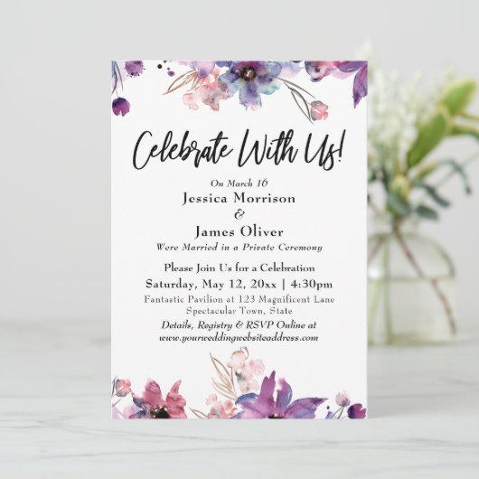 Moderne waterverf bloemenpracht - vier het met ons kaart (Staand voorkant)