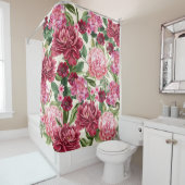 Moderne Waterverf bloemenroze rode bloemetjes Douchegordijn (In situ)